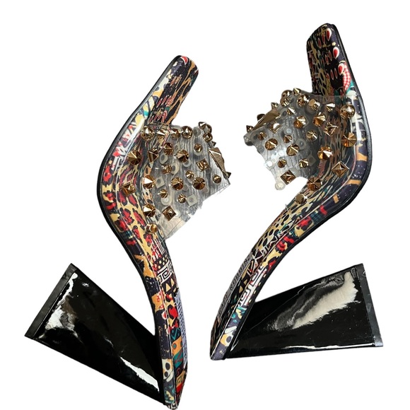 Cape Robbin Shoes - Studded clear block transparent mule heels. Size 10